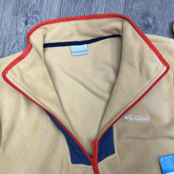 Columbia 1/2 Fleece Jacket Size Medium Mens Yellow Blue Sequoia Grove $60 - Picture 11 of 13